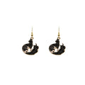 Vintage Gothic Black Enamel Alloy Cat Dragon Phoenix Rose Charm Halloween Drop Dangle Earrings view 5