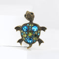 Metal Alloy Rhinestone Turtle Brooch Pin For Creative Apparel Decoration view 2