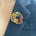 Chinese Style Vintage Zodiac Dragon Brooch With Pearl And Rhinestone Clothing Accessory view 4