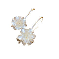 French Chic Faux Pearl Flower Tassel Drop Earrings With Silver Needle Posts view 5