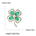 Alloy Rhinestone Four Leaf Clover Brooch For Women's Apparel view 4