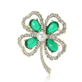 Alloy Rhinestone Four Leaf Clover Brooch For Women's Apparel view 5