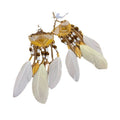 Sweet Flower Feather Tassel Drop Earrings With Silver Pins Summer Fresh Geometric Jewelry view 5