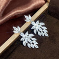Light Luxury Long Leaf Earrings For Women Sparkling Bridal Evening Party Statement Jewelry view 3