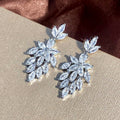 Light Luxury Long Leaf Earrings For Women Sparkling Bridal Evening Party Statement Jewelry view 2