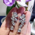 Luxury Long Drop Earrings With Teardrop Marquise Floral Wheat Design For Evening Wear view 3