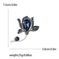 Alloy Rhinestone Tulip Brooch Pin For Women's Apparel Decoration – Blue view 6