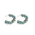 Natural Style Aquamarine Beaded Stud Earrings With Silver Pins Geometric Vacation Jewelry For Women view 5