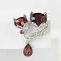 Alloy Rhinestone Fox Brooch Pin With Pendant For Women's Apparel view 2
