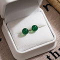 Vintage Chinese Style Emerald Green Faux Pearl Round Bead Silver Needle Elegant Stud Earrings view 4