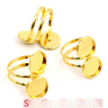 12mm Inner Stainless Steel Double Tray Adjustable Copper Ring Cabochon Base For DIY Jewelry view 2