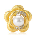 Alloy Matte Gold Pearl Flower Brooch Pin For Women's Clothing view 5