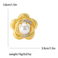 Alloy Matte Gold Pearl Flower Brooch Pin For Women's Clothing view 6