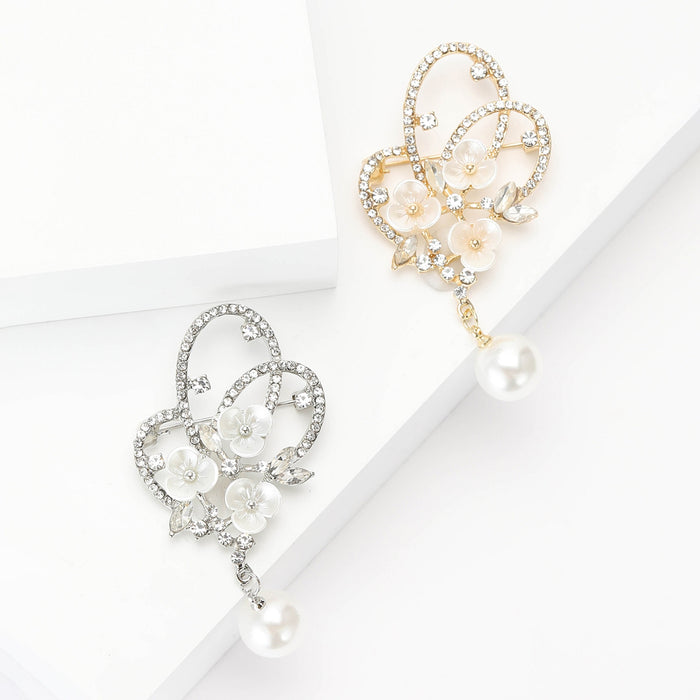 Alloy Rhinestone Plum Blossom Brooch Elegant Women Suit Lapel Pin