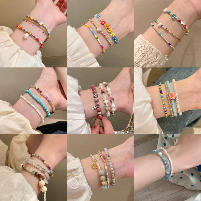 Dopamine Star Enamel Alloy Rice Bead Beaded Bracelet Summer Sweet Niche Luxury Style