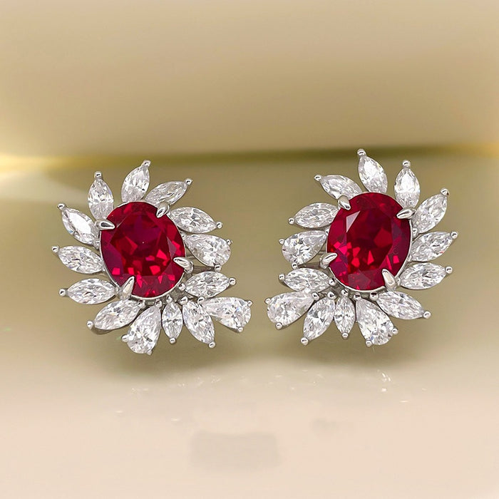 Vintage Palace Style Stud Earrings, Luxury Teardrop Marquise Oval Sunflower Ear Jewelry For Women