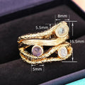 Moonlight Color Simulated Gemstone Ring, Gradient Geometric Multi Line Luxury Finger Jewelry view 4