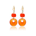Vintage Orange Acrylic Pumpkin Round Donut Rhinestone Gold Hook Geometric Statement Earrings view 5