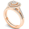 Trendy Multi Layer Ring Set, Heart Pave Two Piece Fashion Halo Heart Ring Set For Women view 4