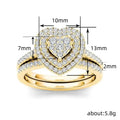 Trendy Multi Layer Ring Set, Heart Pave Two Piece Fashion Halo Heart Ring Set For Women view 5