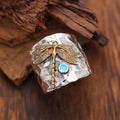 Vintage Carved Round Tube Dragonfly Thumb Ring, Unisex Statement European American Finger Ring view 2