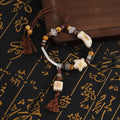 New Chinese Retro Ethnic Five Pointed Star Beaded Bracelet Square Adjustable Cord Bracelet view 2