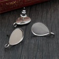 10x14mm Teardrop Stainless Steel Earring Stud Blank Tray With Loop DIY Earring Findings Earrings view 2