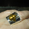 Vintage Hammered Two Tone Animal Insect Pattern Wide Band Unisex Index Finger Ring Jewelry view 5