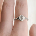 Minimalist Floral Signet Ring With Sunflower Pattern, Fresh Niche Design Index Finger Ring For Men Women view 2