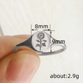 Minimalist Floral Signet Ring With Sunflower Pattern, Fresh Niche Design Index Finger Ring For Men Women view 4