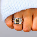 Creative Wide Stacked Sunflower Ring Two Tone Sun Flower Band Jewelry For Men And Women view 2