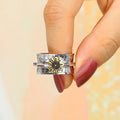 Creative Wide Stacked Sunflower Ring Two Tone Sun Flower Band Jewelry For Men And Women view 1