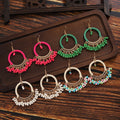 Vintage Bohemian Ethnic Round Hoop Alloy Handmade Woven Seed Bead Tassel Women's Fashion Earrings view 1