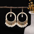 Vintage Bohemian Ethnic Round Hoop Alloy Handmade Woven Seed Bead Tassel Women's Fashion Earrings view 4