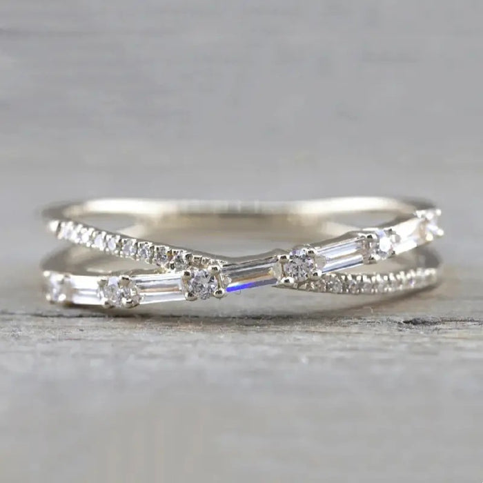 Minimalist Cross Index Finger Ring, Micro Pave Fashion Statement Band Jewelry