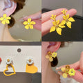 Fresh Floral Artificial Crystal Tassel Drop Earrings With Silver Needle Sweet Light Luxury Style view 3