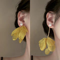 Fresh Floral Artificial Crystal Tassel Drop Earrings With Silver Needle Sweet Light Luxury Style view 4