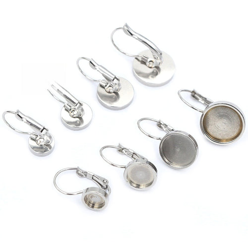 6-12mm Thickened 304 Stainless Steel French Hook Ear Wire Bases For DIY Earring Findings Earrings