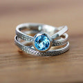 Luxury Three Layer Stacking Ring With Cross Design Micro Pave And Twisted Braid Jewelry view 1