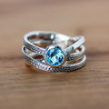 Luxury Three Layer Stacking Ring With Cross Design Micro Pave And Twisted Braid Jewelry view 2