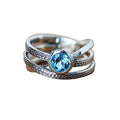 Luxury Three Layer Stacking Ring With Cross Design Micro Pave And Twisted Braid Jewelry view 5