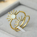2024 Sunrise Sunset Series Couple Rings, Korean Japanese Sunflower Index Finger Rings view 1