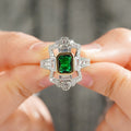 European Vintage Square Princess Ring Noble Design Bold Luxury Statement Finger Jewelry view 2