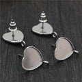 12mm Heart Shape Stainless Steel Stud Earring Posts And Bases For DIY Earring Accessories Stud Earrings view 4