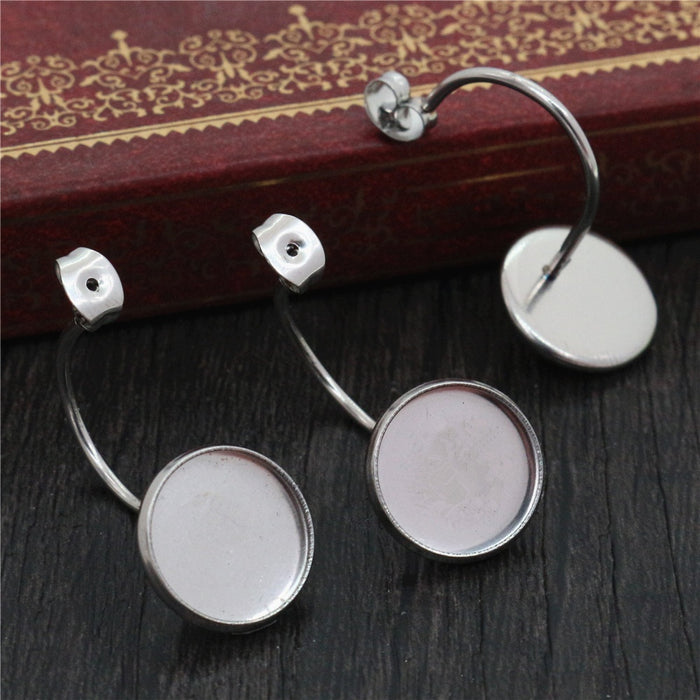 304 Stainless Steel Ear Stud Tray Bases French Leverback Earring Findings For DIY Jewelry Accessories Earrings