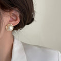French Style Round Faux Pearl Stud Earrings, Elegant Minimalist Light Luxury Jewelry For Women view 4