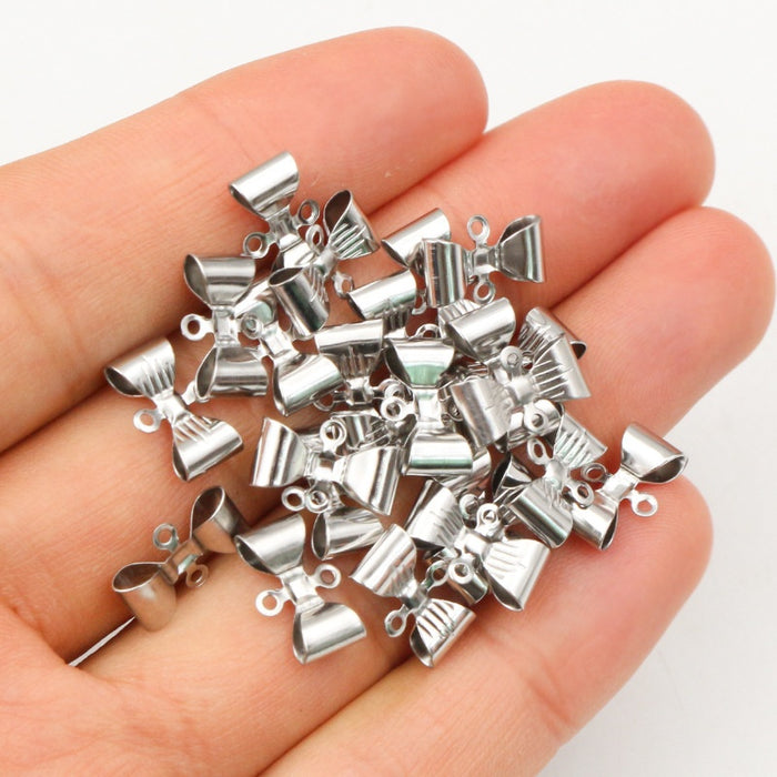 30pcs 12x8mm Stainless Steel Bow Tie Connectors For DIY Necklace Earring Pendant Charms Earrings