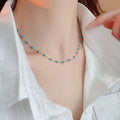 Real Gold Plated Bohemian Faux Stone Beaded Necklace Vintage Geometric Round Line Collarbone Jewelry view 4