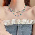 Real Gold Plated Bohemian Faux Stone Beaded Necklace Vintage Geometric Round Line Collarbone Jewelry view 1