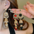 Vintage Chic Round Geometric Artificial Crystal Tassel Drop Earrings For Women view 3